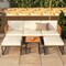 Costway 6 PCS Acacia Wood Patio Furniture Set Outdoor Sectional Conversation Sofa Set Beige